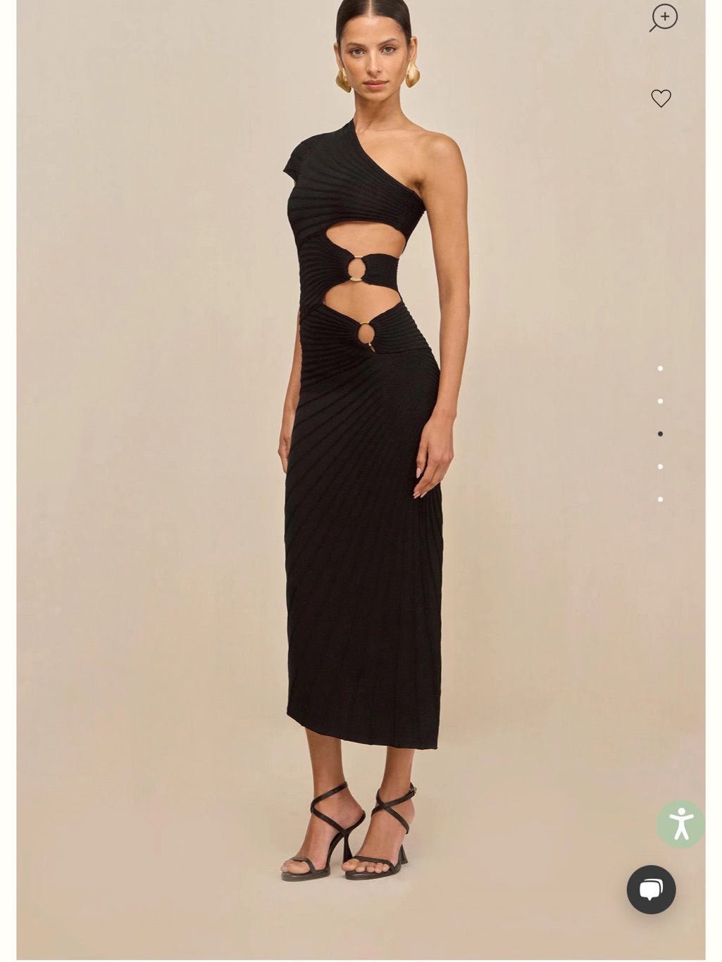 Cult Gaia Black One-Shoulder Cutout Ring-Detail Midi Dress